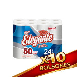 10 Papel Higiénico Elegante 24X50M (10 Packs Cerrados)