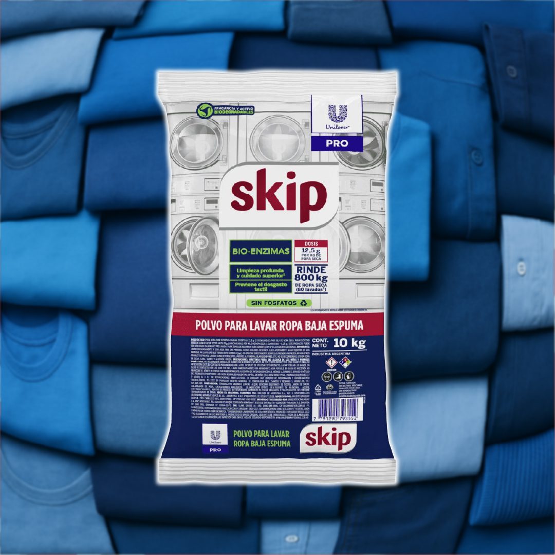 10 Skip Polvo Baja Espuma 10Kg (10 Bolsones Cerrados)