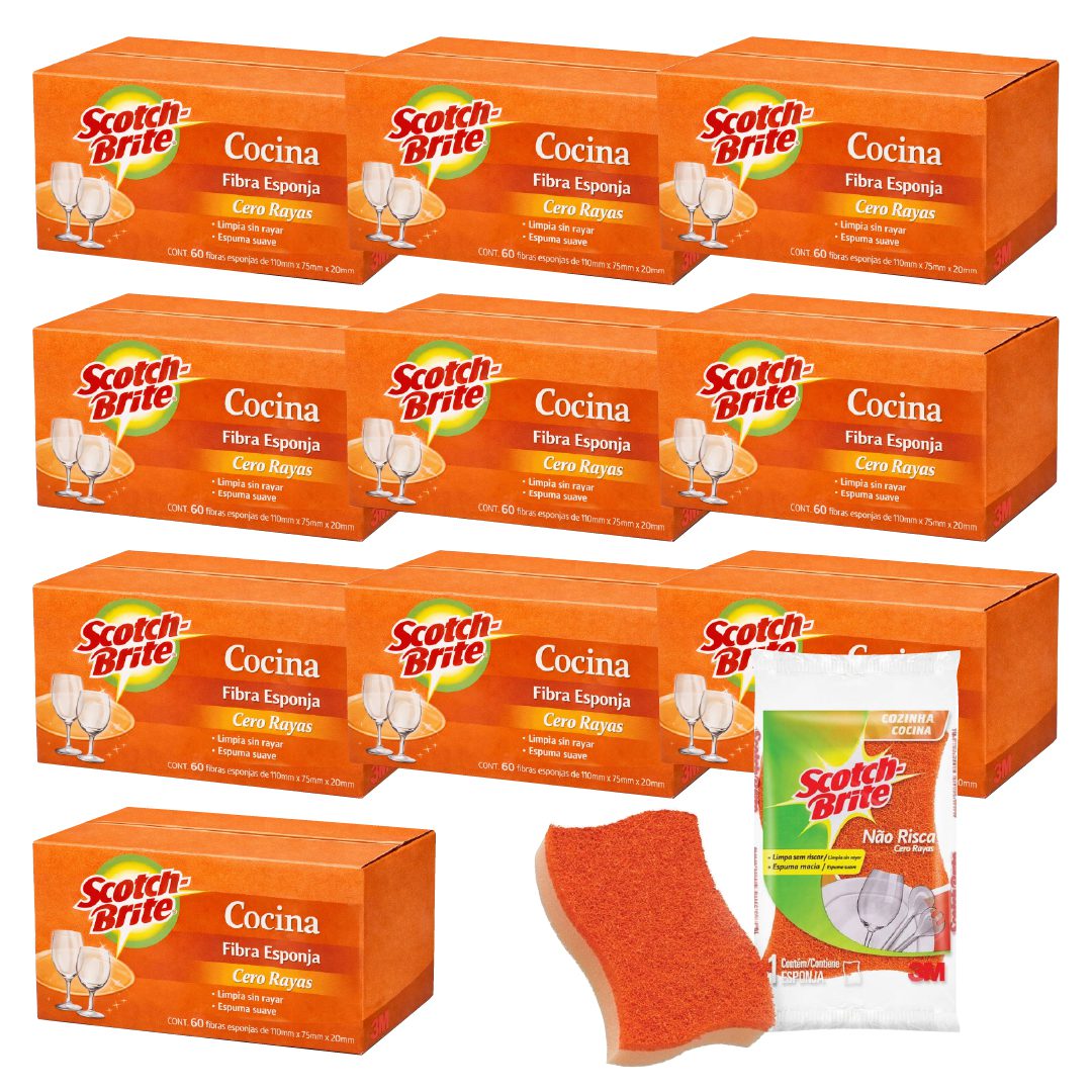 600 Esponja SCOTCH BRITE cero rayas naranja (10 Cajas Cerradas)