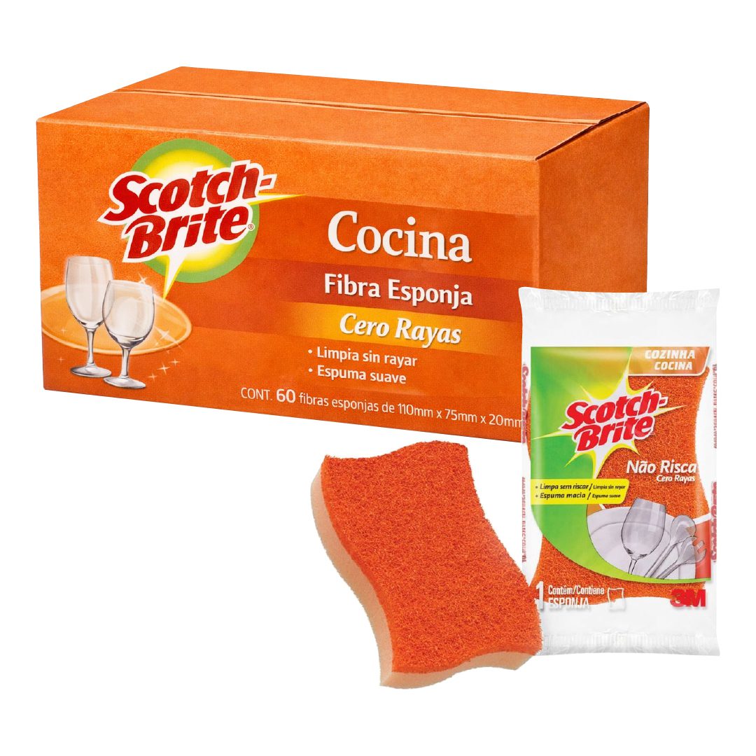 60 Esponja SCOTCH BRITE cero rayas naranja (Caja Cerrada)