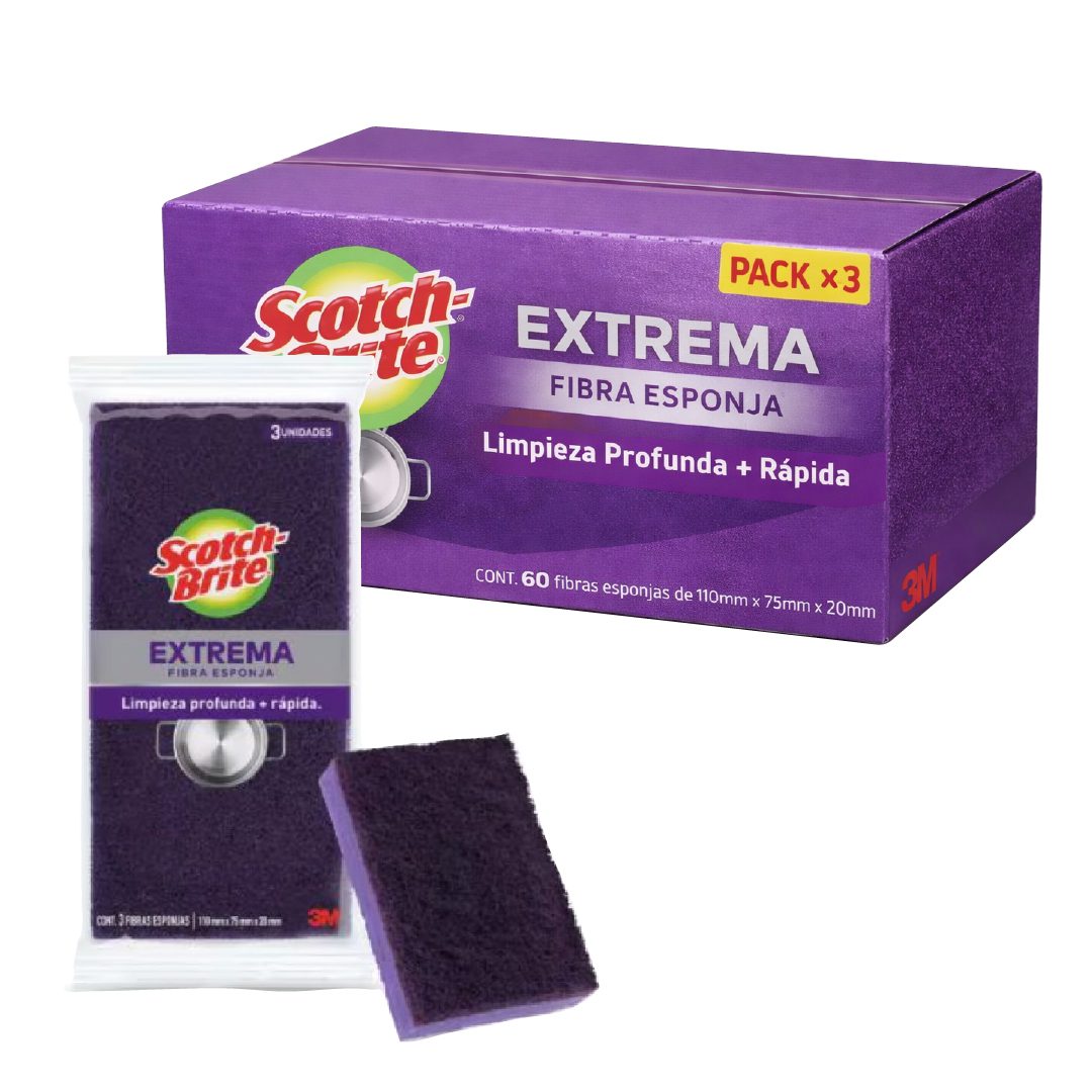 60 Esponja SCOTCH BRITE extrema violeta 3u (Caja Cerrada)