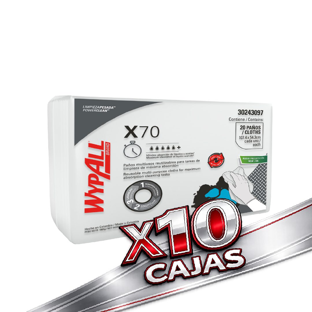 120 Wypall X70 Blanco 25P Doblados (10 Bolsones Cerrados)