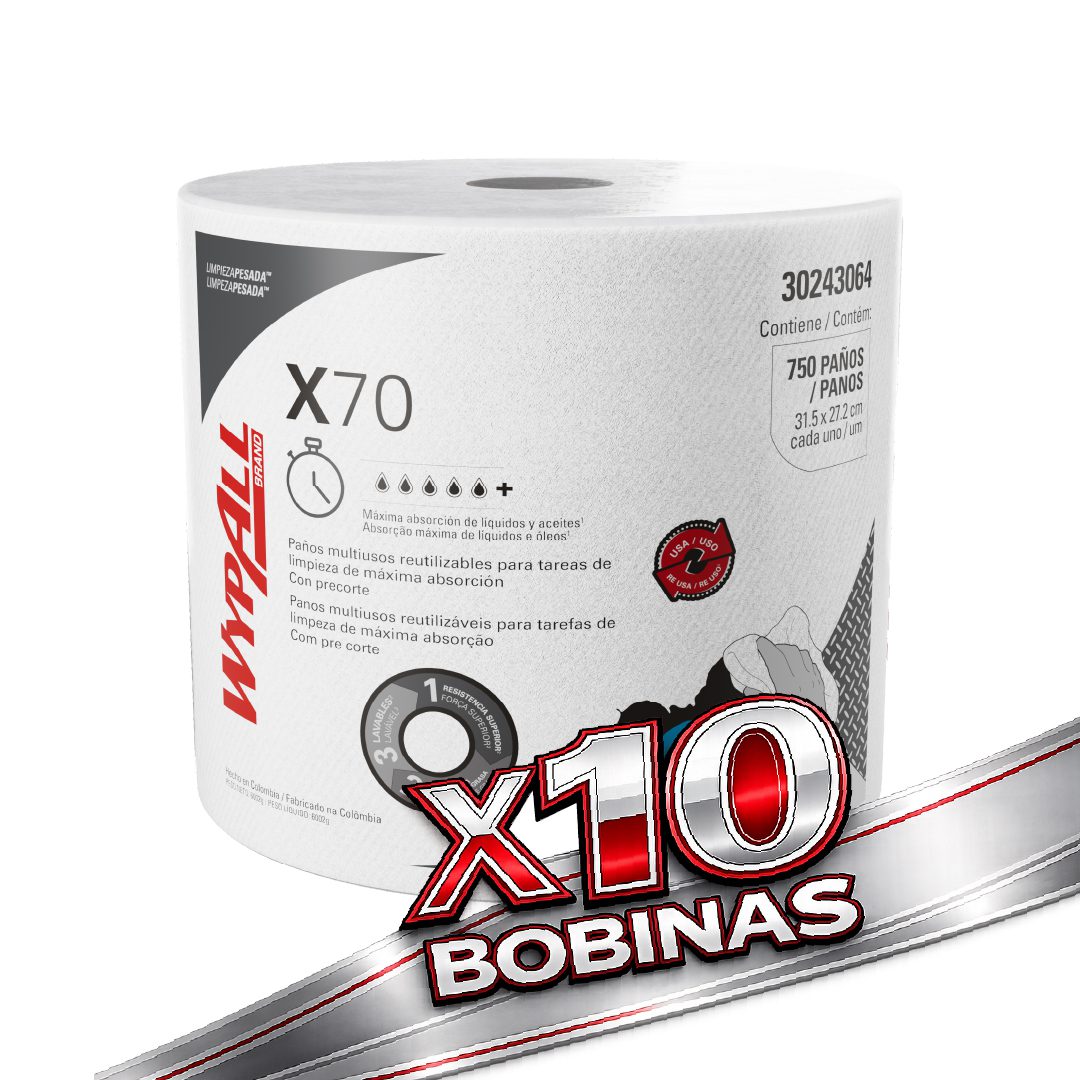 10 Wypall X70 Rollo Jumbo 750P (10 Bobinas)