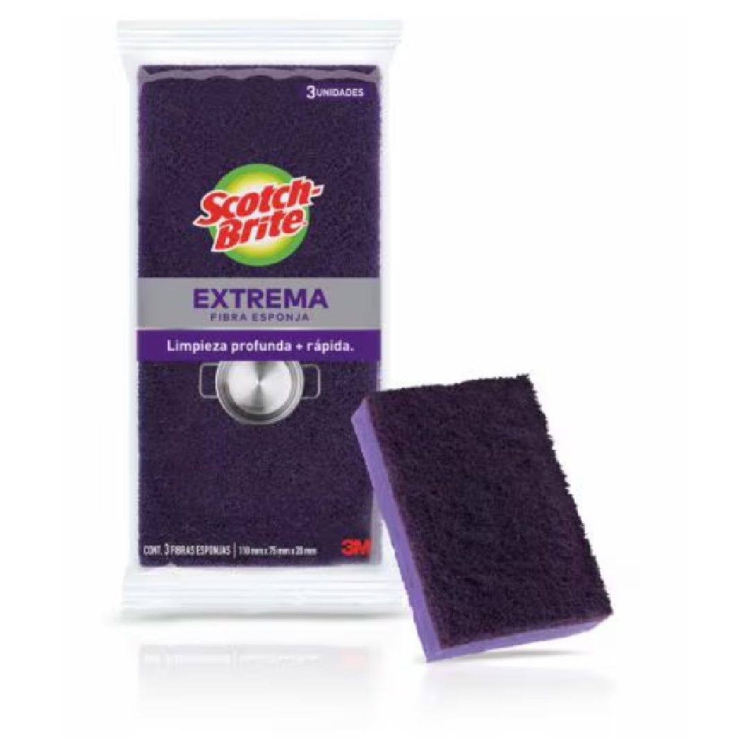 60 Esponja SCOTCH BRITE extrema violeta 3u (Caja Cerrada) - Imagen 2