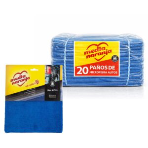 20 Paño Microfibra Autos Media Naranja (Bulto Cerrado)