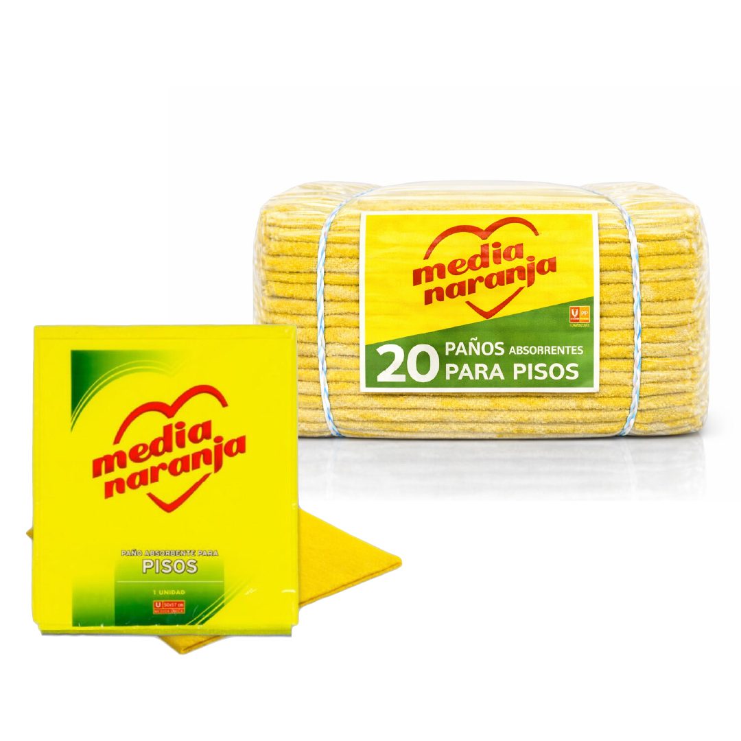 20 Paño Amarillo Piso Media Naranja 50X57 Cm (Bulto Cerrado)