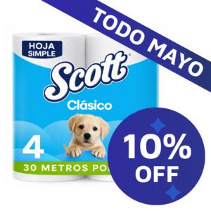 10%OFF Papel Higiénico Scott Simple Hoja 4x30m 120 paquetes