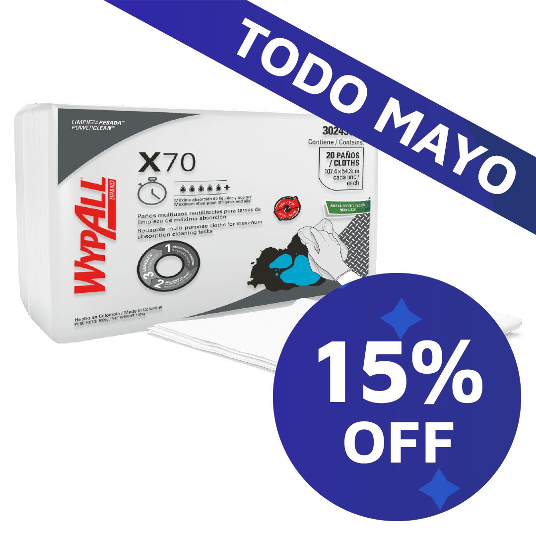 15%OFF Wypall X70 Blanco 25P Doblados