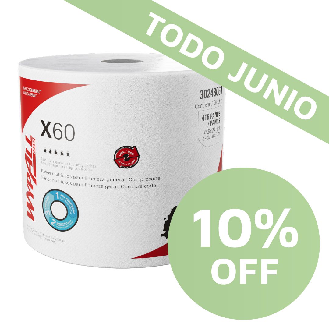 10%OFF Wypall X60 Rollo Jumbo Blanco 890P